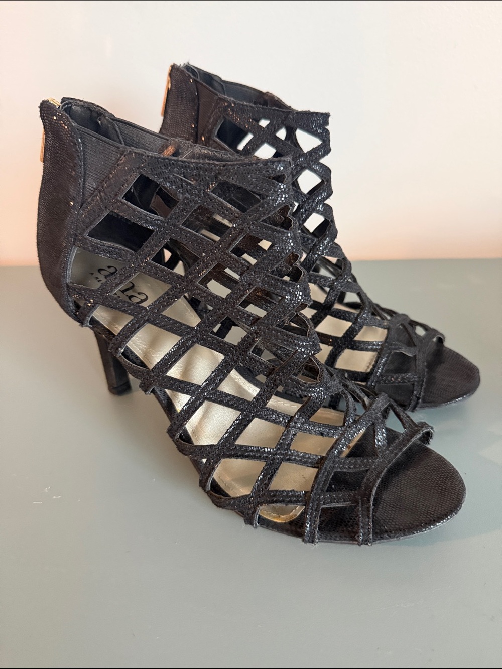 Black Caged High Heel Sandals - Women's Dress Heels